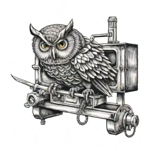 A Mechanical Owl Perched On A Toolbox Surrounded By Electrical Tools