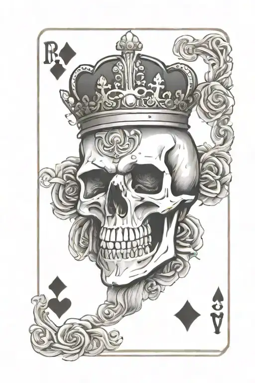 Queen Skull Poker Card With Letter R