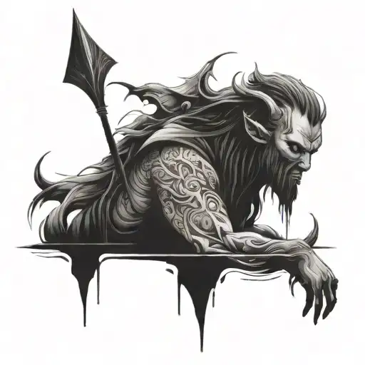 Mythic Character Surrounded By Water