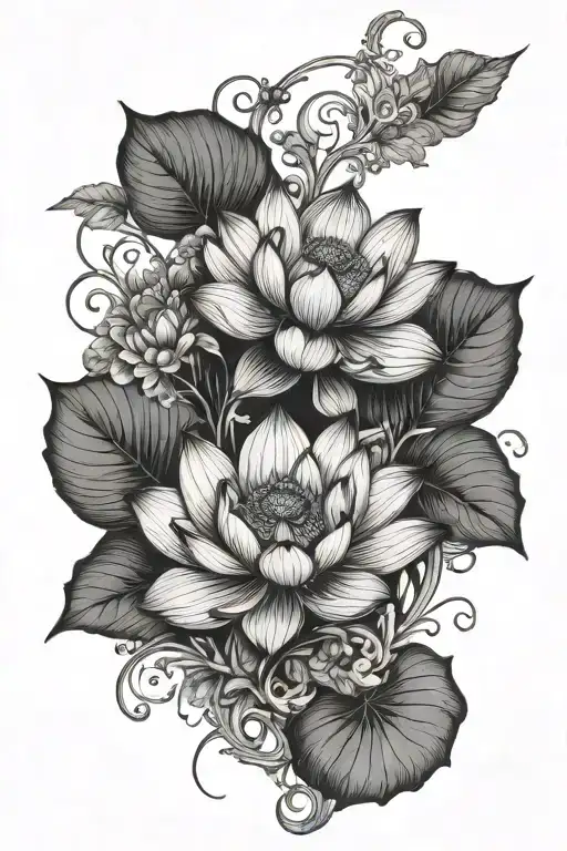 Lotus Flowers And Vines