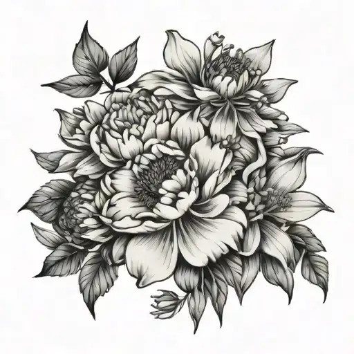 Flower Bouquet Peony Daisy Aster Narcissus