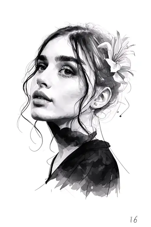 Lily Collins Head Sketch