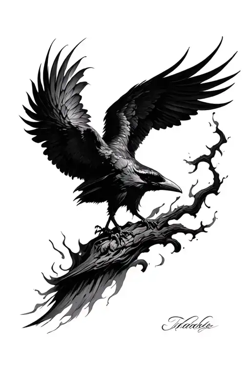 Raven Phoenix Rising From The Ashes