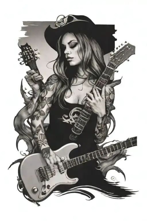 Car Girl Playng Guitar