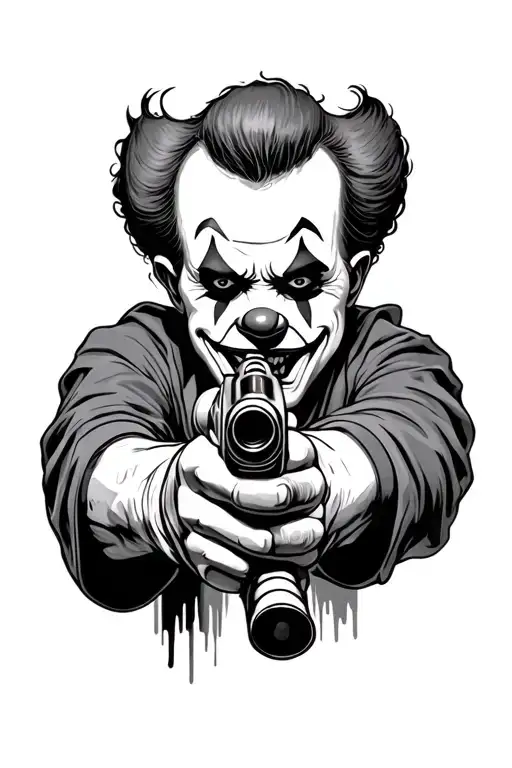 Evil Clown Aiming Gun