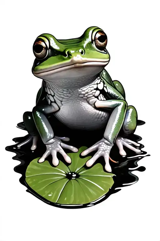 Frog On Lilly Pad Overhead Shot