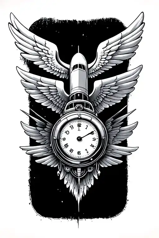 Airplane Wing Attached To A Analog Time