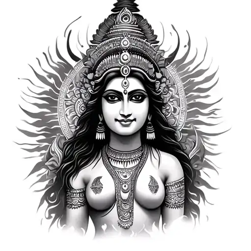 Hindu Goddess With Energy Rising In Frequency