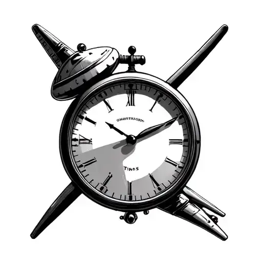 Airplane Top View Inside A An Analog Clock