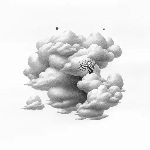 A Surreal Tattoo Of A Cloud Transforming Into Various Animals