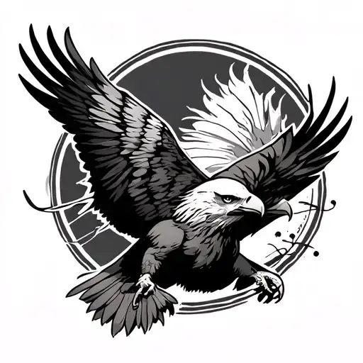 Power Lines And Eagle