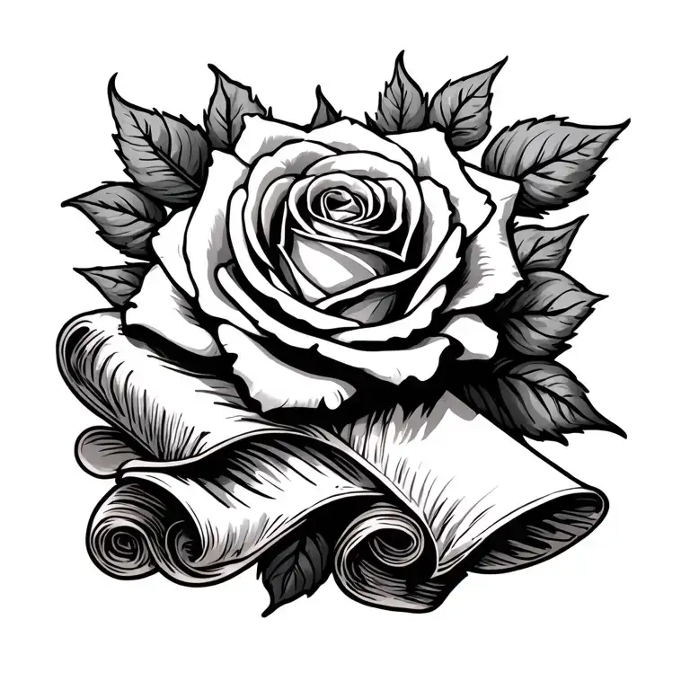 Rose With A Scroll Wrapped