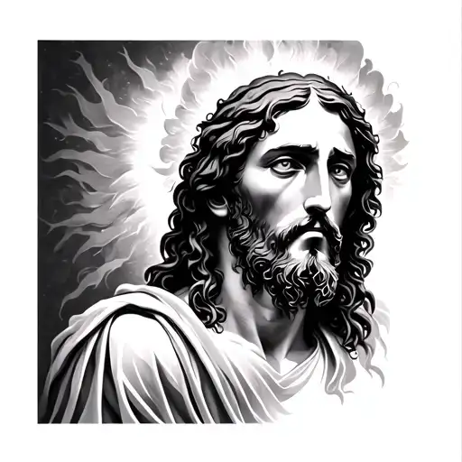 Jesus With Wool Hair And Fiery Eyes