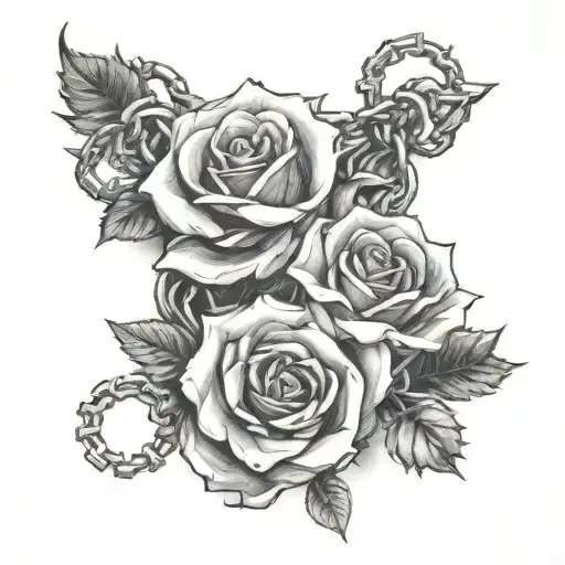 Roses With Broken Chains Breaking And Bursting