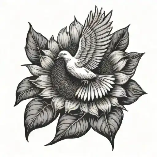 Sunflower And Peace Dove