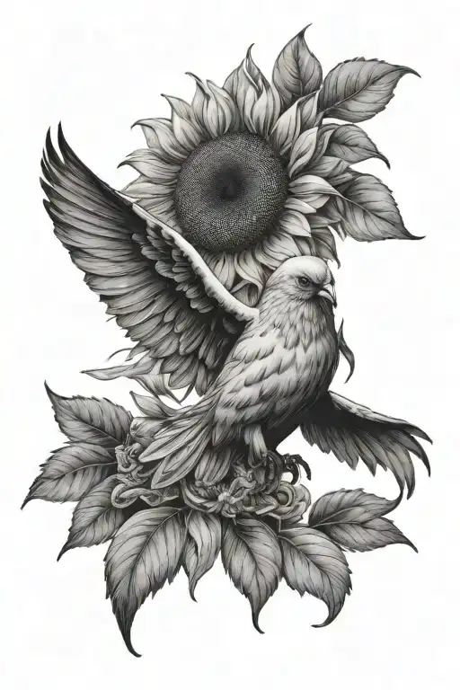 Sunflower And Peace Dove