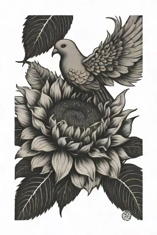 Sunflower And Peace Dove