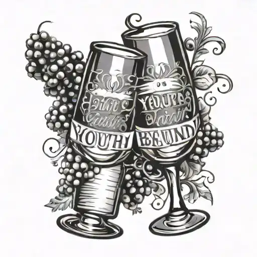 Wines Glasses Cheering And The Word Youth Behind It