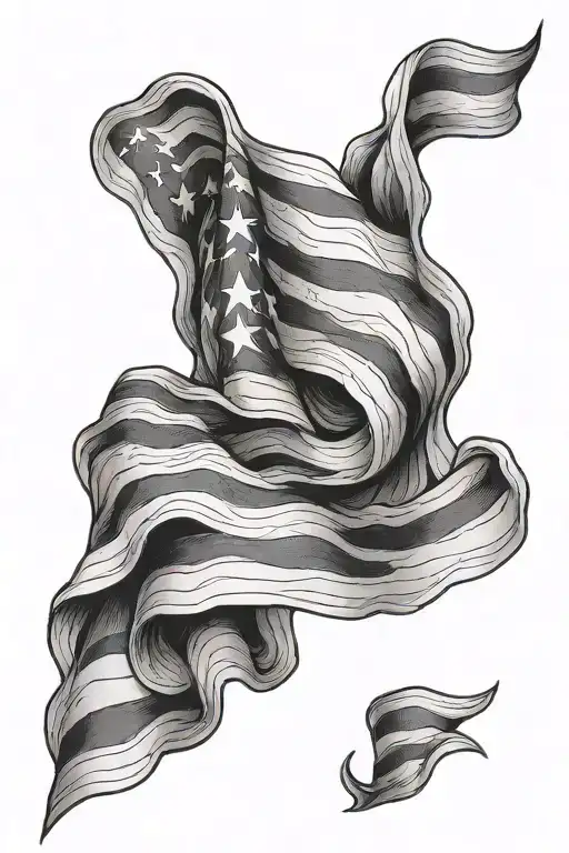 Black And White Waving Flag For Shoulder