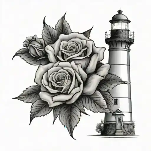 Lighthouse And Rose