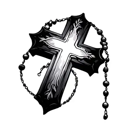 Cross With Rosary Beads