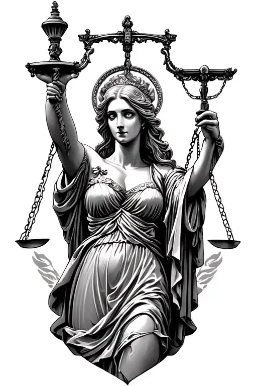 Lady Of Justice Tattoo Design