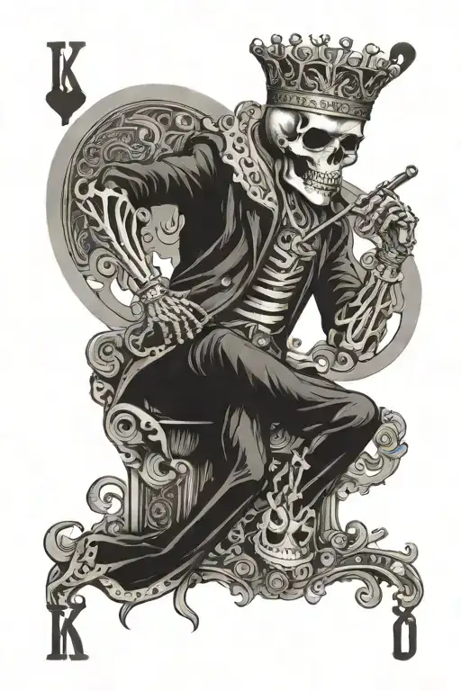 Playing Card King Of Harts That Is A Skeleton