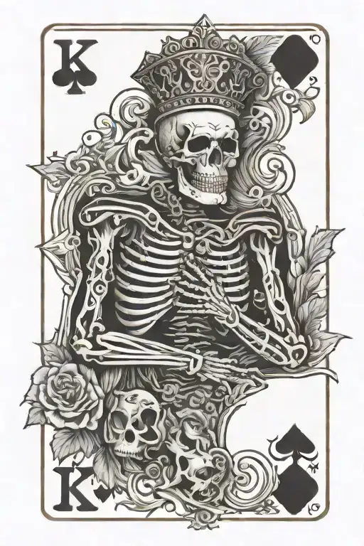 Playing Card King Of Harts That Is A Skeleton