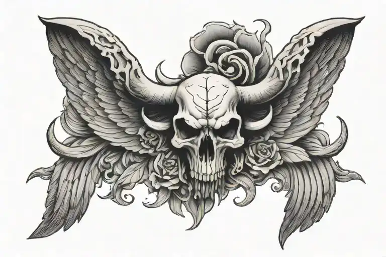 Wings And Bull Skull