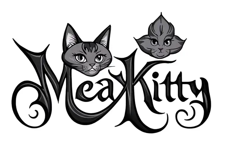 Two Word Ambigram Meakitty Midnight