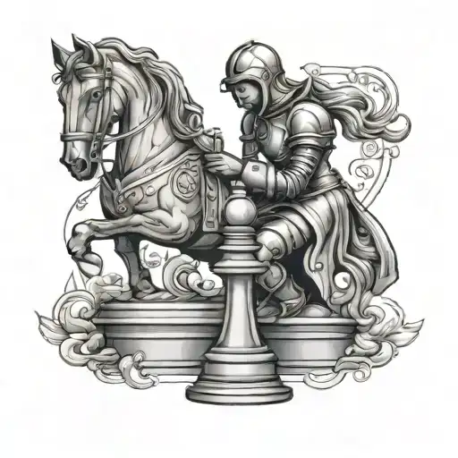 Female Knight Chess Piece Battle Scene World