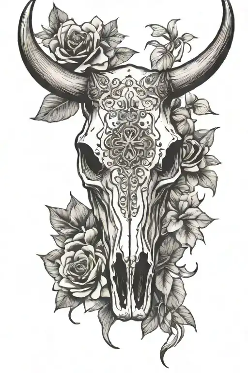 Floral Western Cow Skull