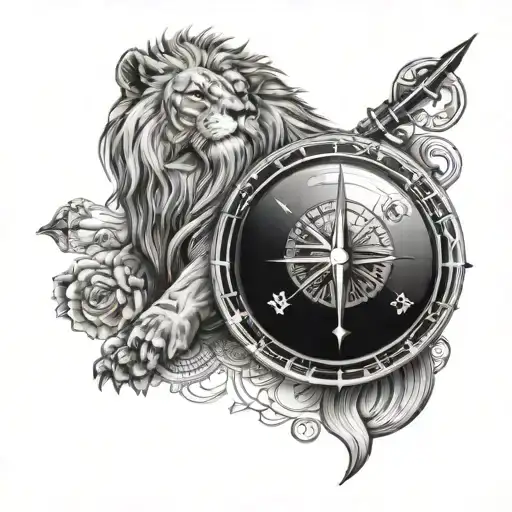 Leo Zodiac With A Compass Map