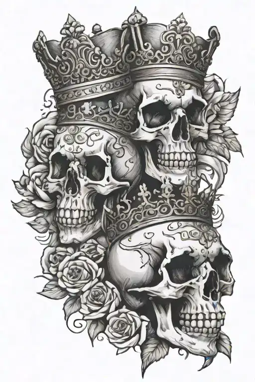 King And Queen Skull Roeses And Quote If You Go I Wanna Go To
