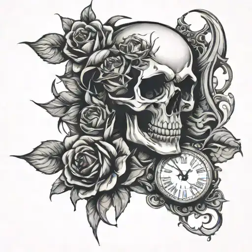 Men Skull Roses 1 Clock And A Superhero Symbol