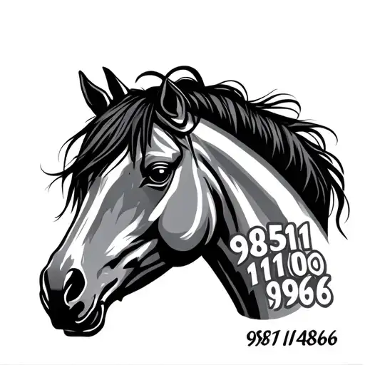 Horse Head Tattoo With The Numbers 985111000914866