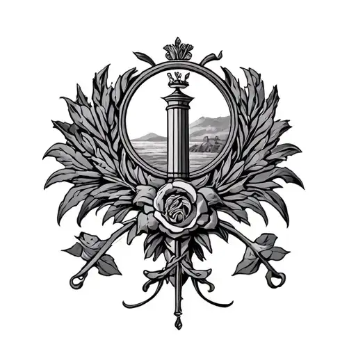 Trinacria Symbol With Sicily Behind