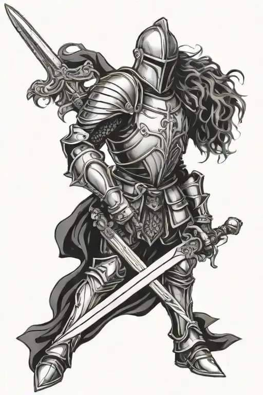 Gothic Knight Holding A Sword