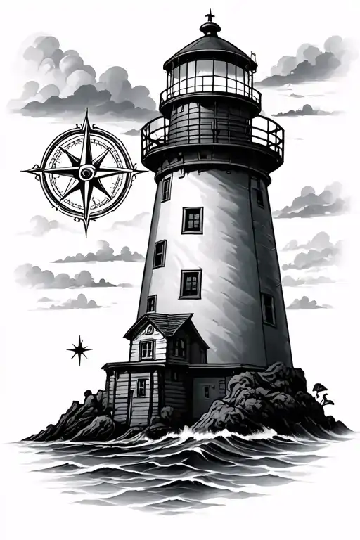 Lighthouse And Compass
