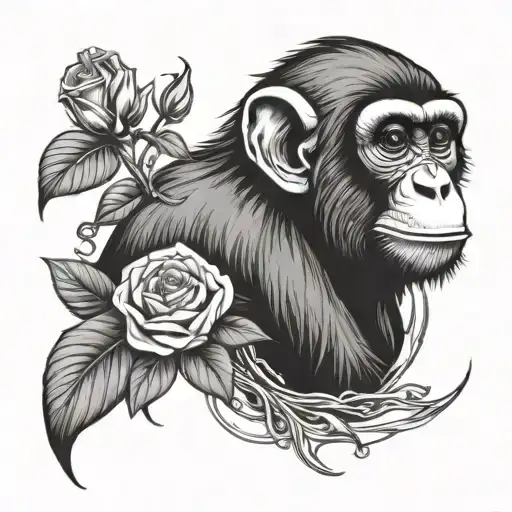 Monkey With Roses