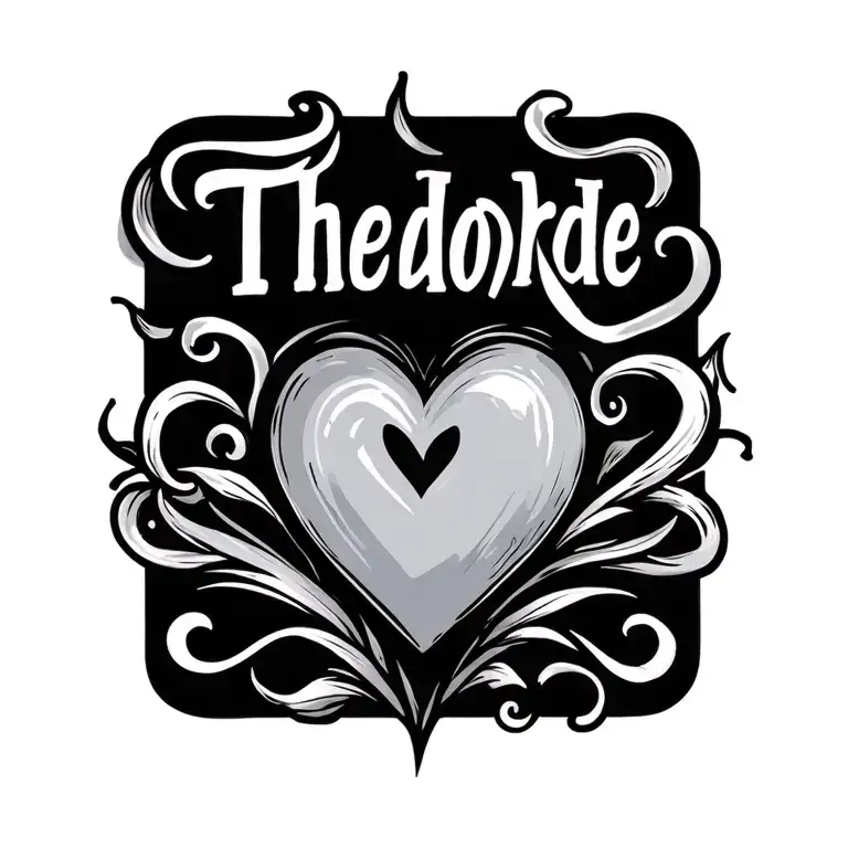 Fineline Theodore Name With Heart Made