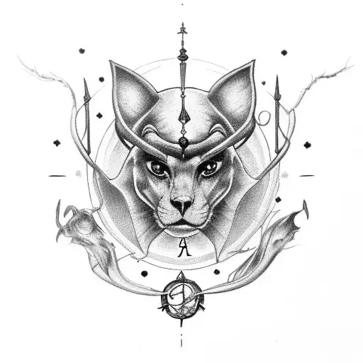 A Cancer Zodiac Symbol Surrounded By Witchy Elements