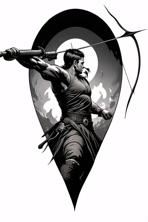 Archer Shooting An Arrow Upwards