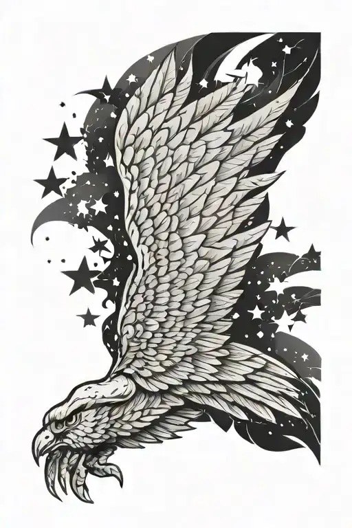 Wing And Stars And Shading Arm Sleeve