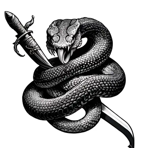Snakes Wrapped And Dagger