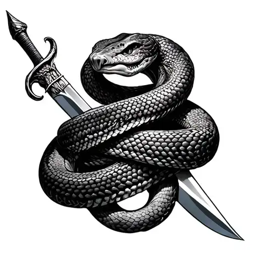 Snakes Wrapped And Dagger