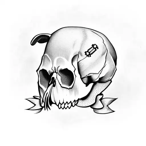 Dog Skull With Crossbones