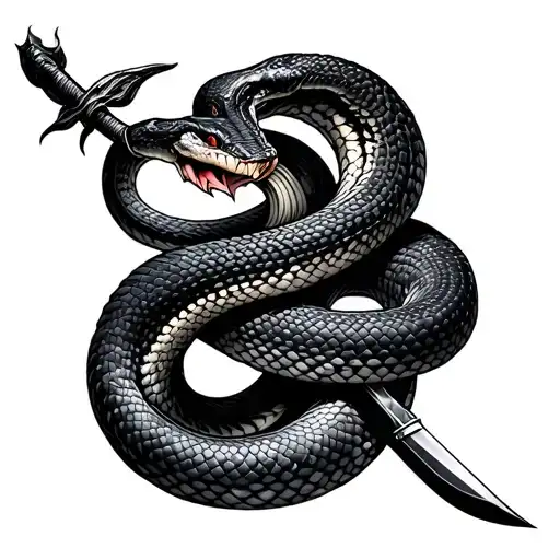 Snakes Wrapped And Dagger