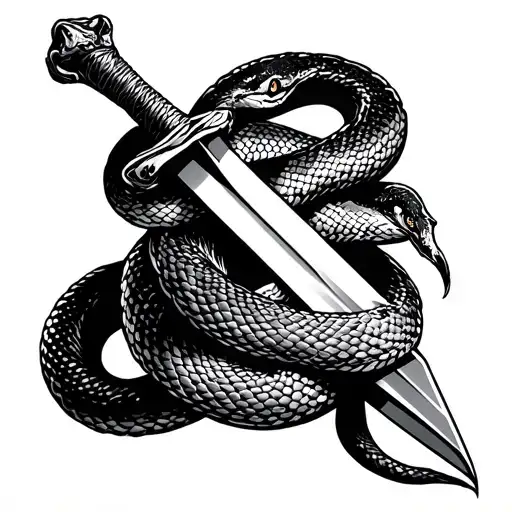 Snake Wrapped Around A Sword
