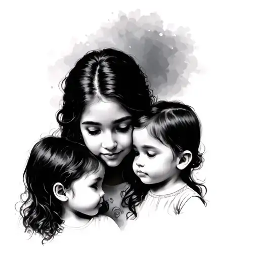 Woman And Two Children